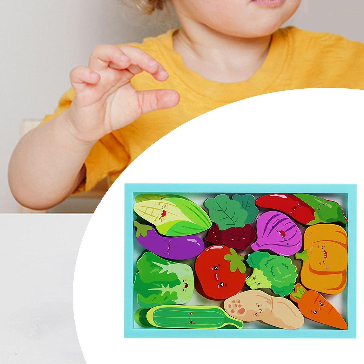 Wooden Montessori Learning Sorting Jigsaw Veggie Puzzle