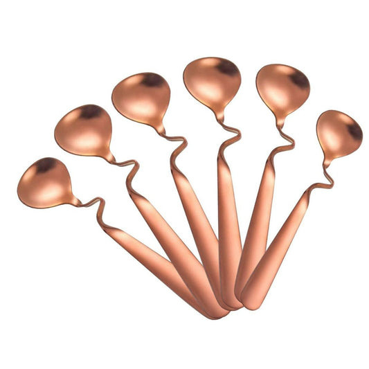 Curved Coffee Spoon Set (6 pcs)(14cm)(Rose Gold)