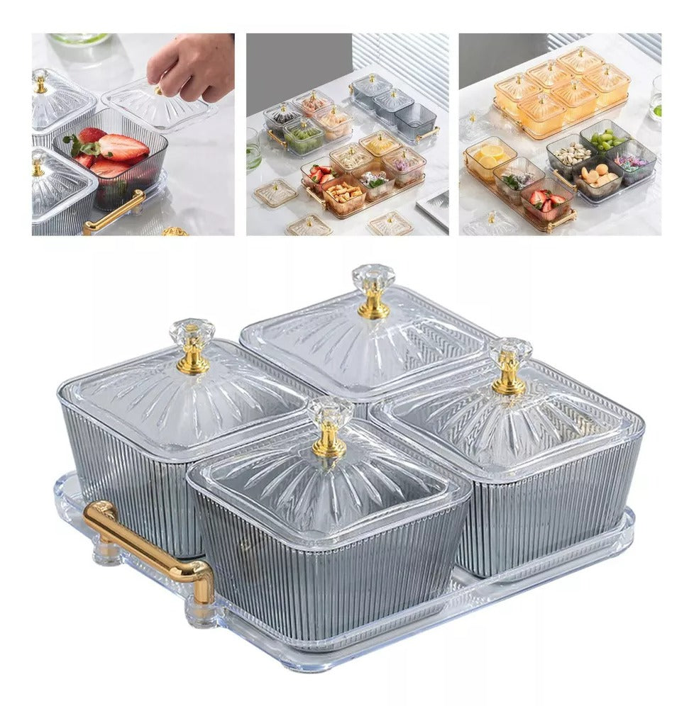 Multifunctional Snacks Dish Tray (4 Bowls)