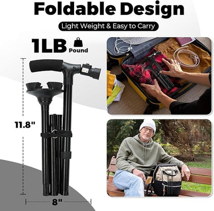 Folding Walking Cane With Adjustable LED Light