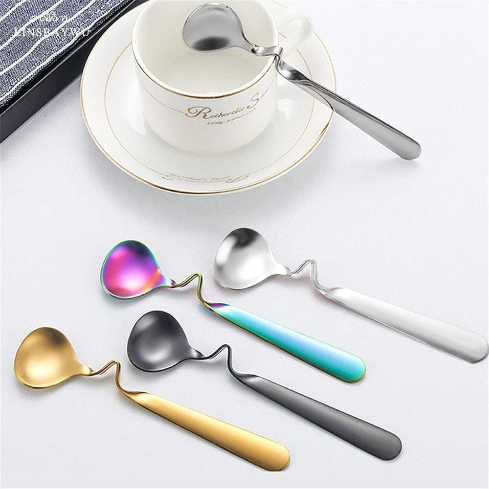 Curved Coffee Spoon Set (6 pcs)(14cm)(Gold)