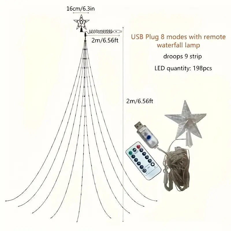 Five-pointed Star Waterfall Light (Yellow)