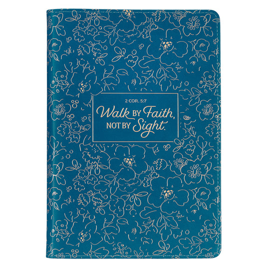 Walk By Faith, Not By Sight Faux Leather Journal With Zipped Closure - 2 Corinthians 5:7