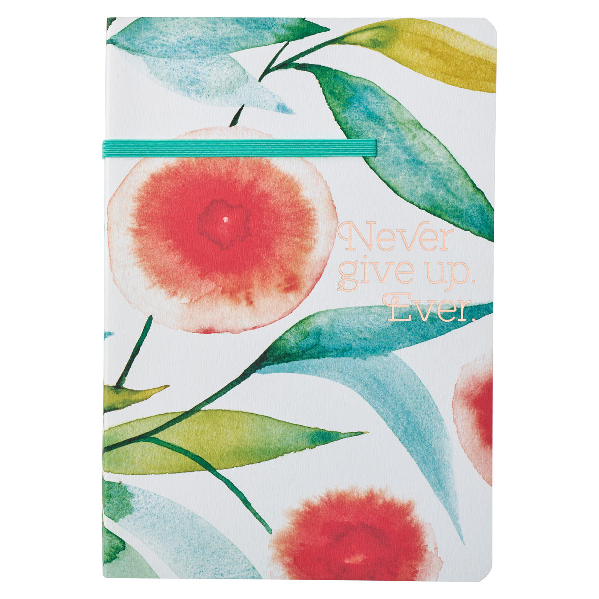 Never Give Up Ever Orange Blossoms Paperback Journal with Elastic Closure