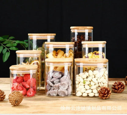 Round Glass Cylinder With Bamboo Lid (120x80cm)(Each)