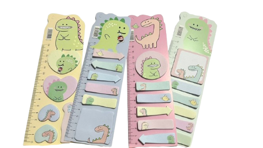 Dinosaur Sticky Note Ruler Memo Pad (Blue)