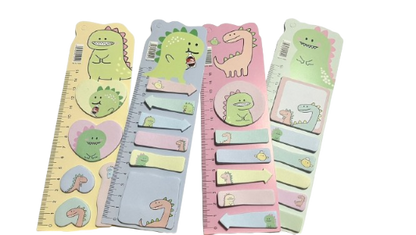 Dinosaur Sticky Note Ruler Memo Pad (Blue)