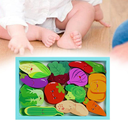 Wooden Montessori Learning Sorting Jigsaw Veggie Puzzle