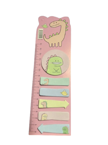 Dinosaur Sticky Note Ruler Memo Pad (Pink)