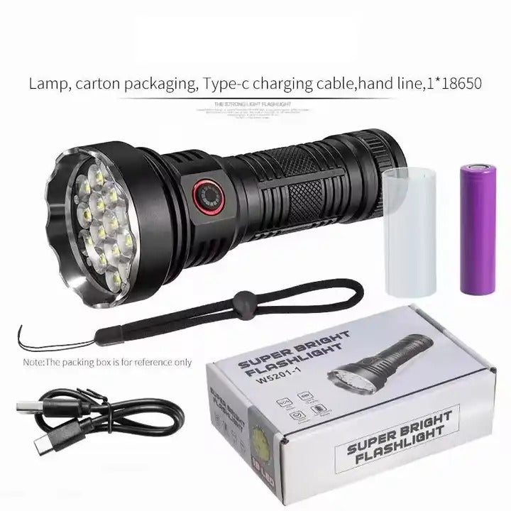 High Lumen Powerful USB Rechargeable Flashlight