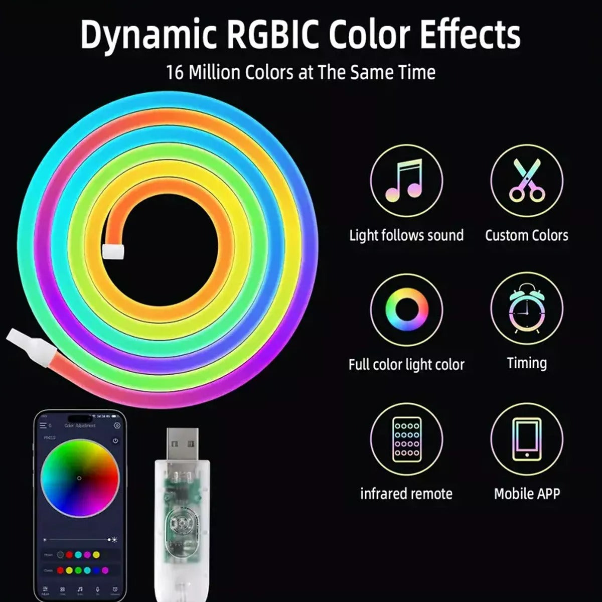 LED RGB Indoor Strip Light With Remote Control (5m)