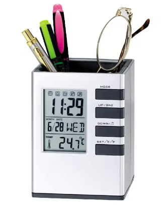 Alarm Pen Holder Clock With Temperature