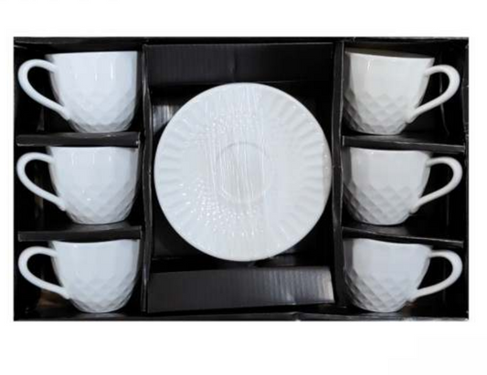 Porcelain Coffee or Tea Cups with Porcelain Saucers (12pcs)(180ml)