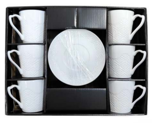 Porcelain Coffee or Tea Cups with Porcelain Saucers (12pcs)(200ml)