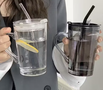 Glass Travel Mug with Lid & Straw