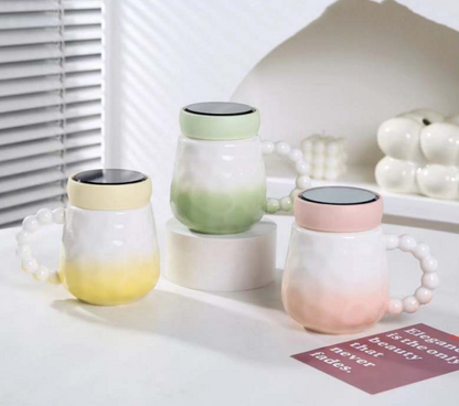 Glaze Ceramic Cup Simple With Lid (480ml)