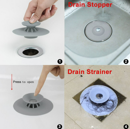 Dual Purpose Drain Stop and Hair Catcher