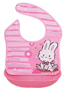 Washable Bib With Silicone Food Catcher (Each)(Pink)