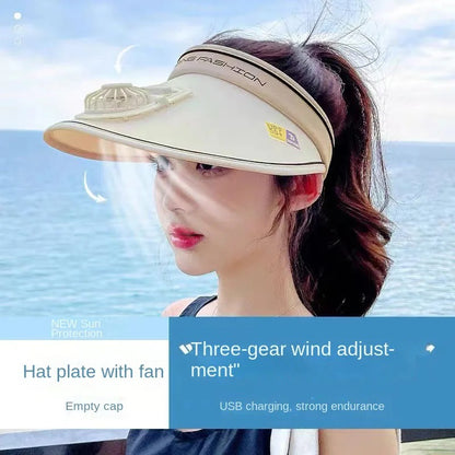 Charging Cylinder Shading Sunscreen Fan Hat