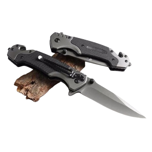 Folding Knife With Pocket Clip and Black Handle