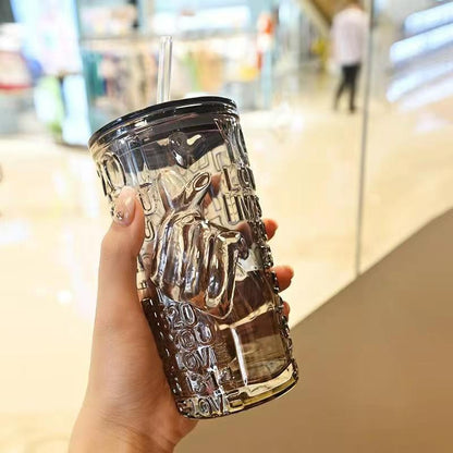 Elegant Aesthetic Glass Tumbler Mug (430ml)(Each)