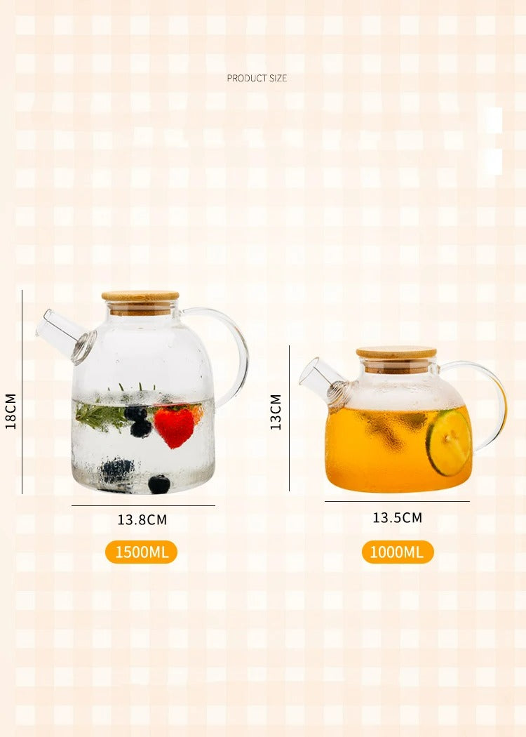 Elegant High Borosilicate Glass Water Jug (1.5L)