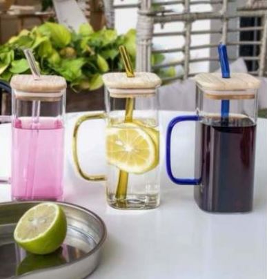 Clear Glassware Mug With Straw