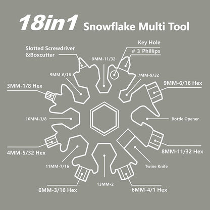 18 in 1 Snowflake Keychain Multi Tool