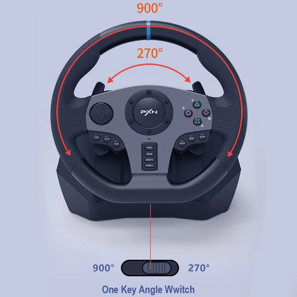 Gaming Steering Wheel with 3 Pedals and Gear Shifter