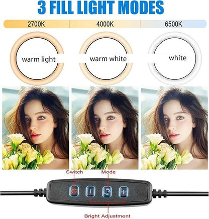 Modern 10 Inch LED Dimmable Selfie Ring Light (without stand)