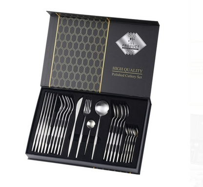 Polished Cutlery Set (24 pcs)(Silver)