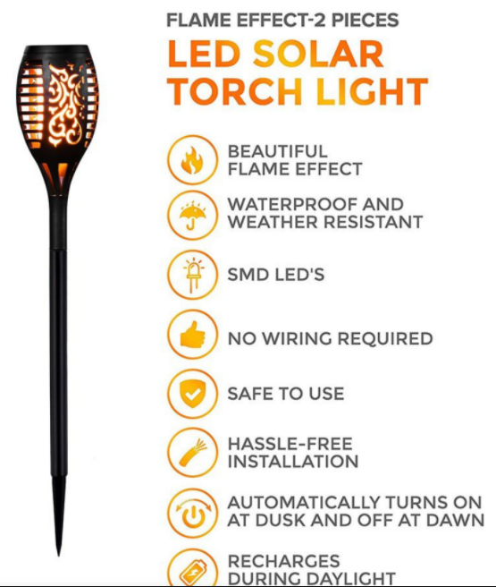 Solar Garden Flame Torch Light (4 pcs)