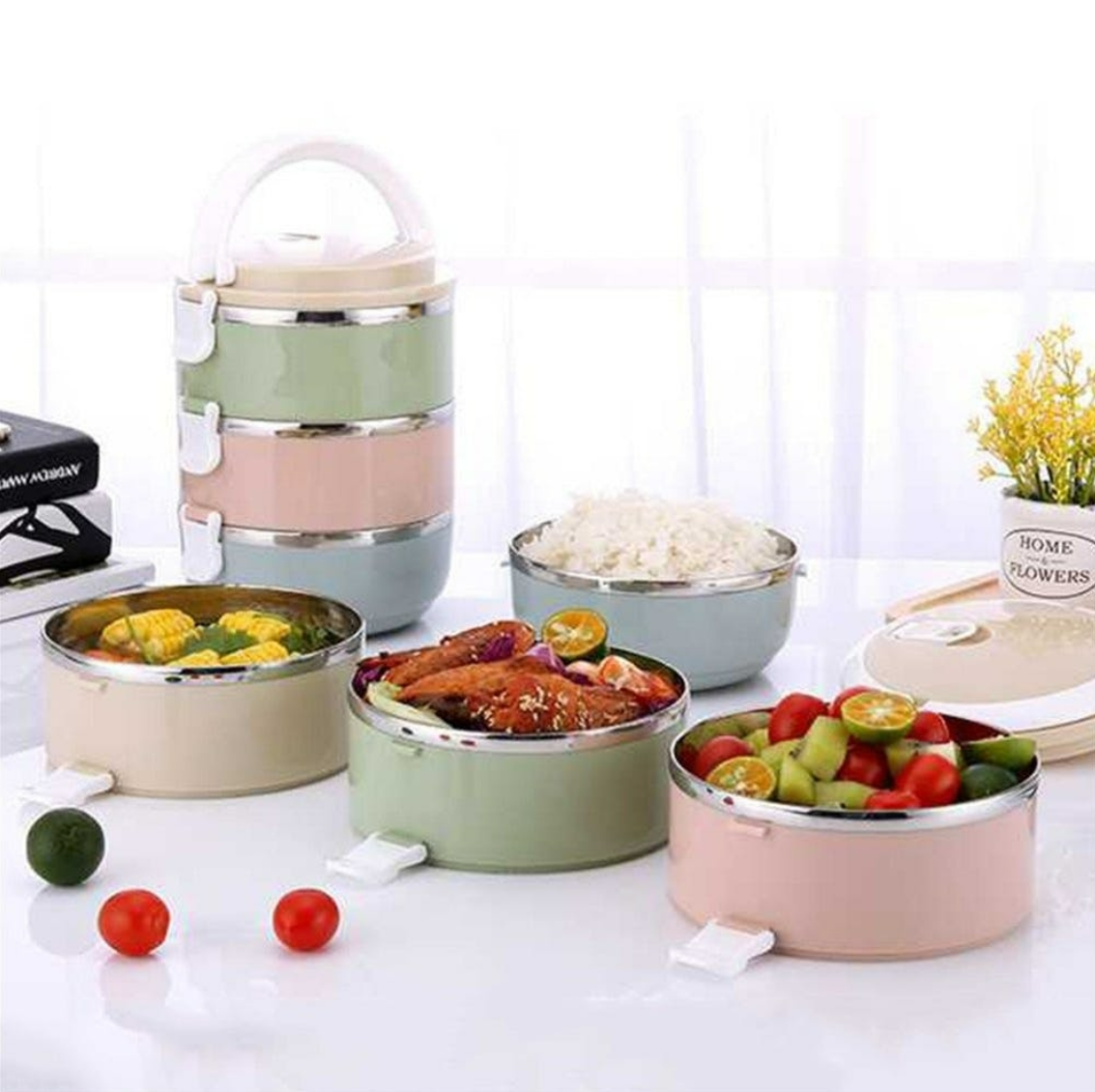 Steel Thermal Insulated Lunch Box (3 Tier)