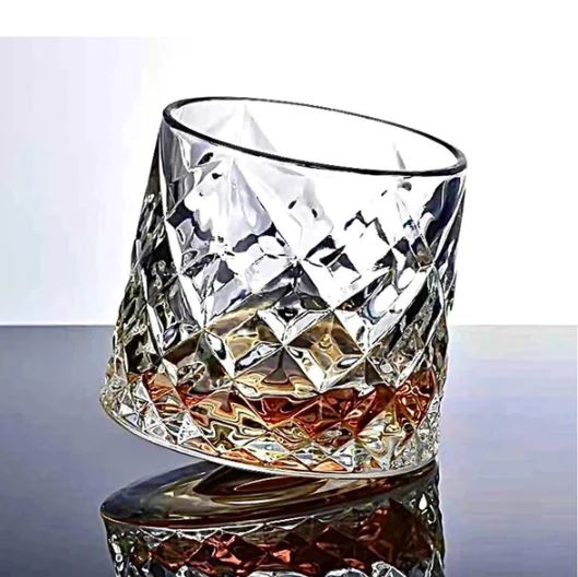 Whiskey Glass With Wooden Base (Diamond)(Each)