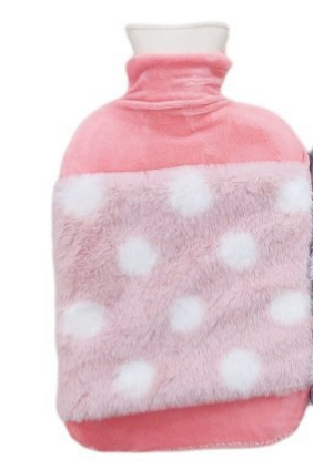 Luxurious Fluffy Plush Dot Hot Water Bottle (2L)