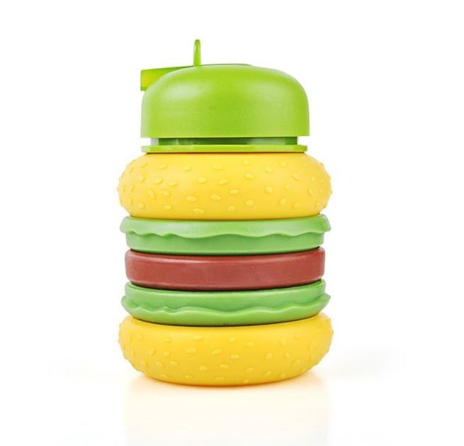 Collapsible Silicone Hamburger Water Bottle