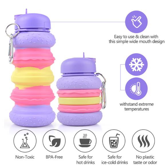 Collapsible Silicone Hamburger Water Bottle