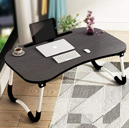 Portable Foldable Laptop Table With Drawer (Black)