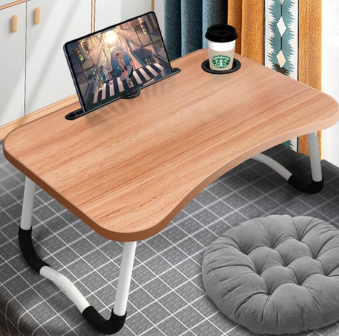 Portable Foldable Laptop Table With Drawer (Black)