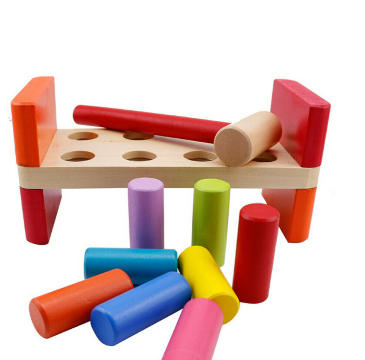 Wooden Pounding Bench Toy Set