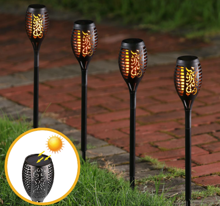 Solar Garden Flame Torch Light (4 pcs)