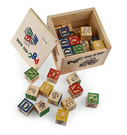 Education Wooden ABC Blocks in Box (48 pcs)