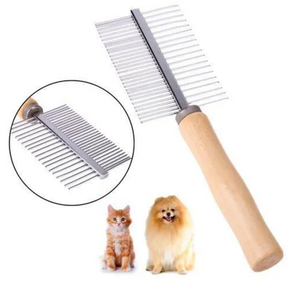 Double Sided Wooden Handle Dog Grooming Comb