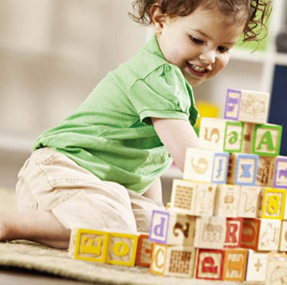 Education Wooden ABC Blocks in Box (48 pcs)