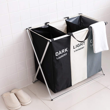 Foldable Sorting Laundry Basket (3 Compartment)