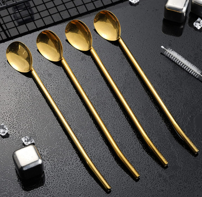 Long Ice Tea Spoon Straws With Brush (6 pcs)