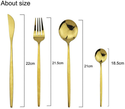 Polished Round Cutlery Set (24 pcs)(Gold)