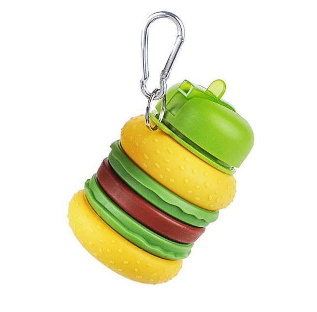 Collapsible Silicone Hamburger Water Bottle