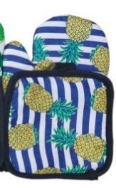 Fruit Print Oven Mitt And Potholder Set (2 pcs)