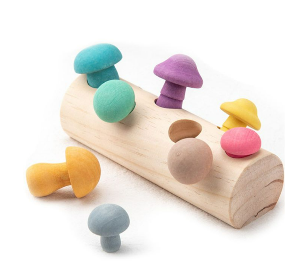 Wooden Mushroom Toys Picking Game